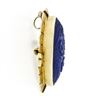 Image 7 : Antique Etruscan Revival 14k Gold GIA Carved Oval Blue Lapis Pendant or Brooch