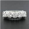Image 2 : Vintage Platinum 1.30 ctw Round Diamond Large Fishtail Pave Set 5 Stone Band Rin