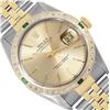 Image 1 : Rolex Mens 2 Tone Champagne Index Diamond And Emerald Bezel Datejust Wristwatch