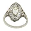 Image 2 : Antique Deco 18k Gold GIA Bezel Marquise Diamond Filigree Engagement Dinner Ring