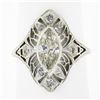Image 8 : Antique Deco 18k Gold GIA Bezel Marquise Diamond Filigree Engagement Dinner Ring