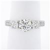 Image 1 : 14k White Gold 1.70 ctw GIA Round Brilliant Diamond Three Stone Engagement Ring
