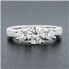 Image 3 : 14k White Gold 1.70 ctw GIA Round Brilliant Diamond Three Stone Engagement Ring