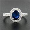 Image 3 : Platinum 1.90 ctw GIA Oval No Heat Burma Blue Sapphire Diamond Low Profile Ring