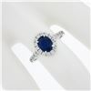 Image 4 : Platinum 1.90 ctw GIA Oval No Heat Burma Blue Sapphire Diamond Low Profile Ring
