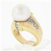 Image 9 : 14K Yellow Gold Large 12.58mm South Sea Pearl Ring w/ Baguette & Round Diamonds