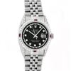 Image 2 : Rolex Mens Stainless Steel Black String Diamond Lugs And Ruby Datejust 36MM