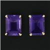 Image 3 : NEW 14k Yellow Gold 2.64 ctw Emerald Cut Prong Set Purple Amethyst Stud Earrings