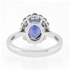 Image 6 : 14k White Gold 2.60 ctw Violet Blue Oval Tanzanite w/ Round Diamond Halo Ring