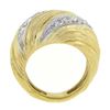 Image 2 : 18k Yellow Gold 0.56 ctw Pave Set Round Diamond Textured Grooved Bombe Band Ring