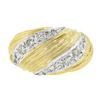 Image 6 : 18k Yellow Gold 0.56 ctw Pave Set Round Diamond Textured Grooved Bombe Band Ring