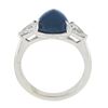 Image 2 : NEW Platinum Gubelin 5.63 ctw Triangle Cabochon Sapphire Pear Diamond 3 Stone Ri