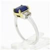 Image 9 : New 18K TT Gold GIA Ceylon Sapphire & Baguette Diamond 3 Stone Engagement Ring