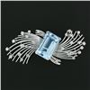 Image 2 : Vintage Handmade Platinum 20.5 ctw GIA Emerald Cut Aquamarine Diamond Wire Brooc