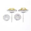 Image 5 : NEW 18K TT Gold 1.0 ctw Fancy Yellow & White Diamond Dual Halo Oval Stud Earring
