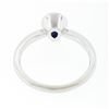 Image 6 : Simple Petite 14k White Gold 0.70 ctw Bezel Pear Dark Blue Sapphire Solitaire Ri