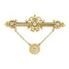 Image 1 : Vintage Victorian Revival 14K Gold Diamond Detailed Bar Pin Brooch w/ Dangle