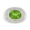 Image 4 : 18k White Gold 4.11 ctw Oval Peridot & Pave Diamond Matte Hammered Cocktail Ring