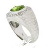 Image 9 : 18k White Gold 4.11 ctw Oval Peridot & Pave Diamond Matte Hammered Cocktail Ring