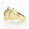 Image 6 : Vintage 14k TT Gold Pave Fancy Yellow & White Diamond Large Wide Dual Heart Ring
