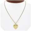 Image 1 : Vintage 14k Gold Polished Cross on Fluted Heart Pendant w/ 16.5 Curb Link Chain