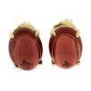 Image 1 : New 14K Yellow Gold 5.57 ctw Oval Cabochon Natural Rich Red Garnet Stud Earrings