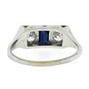 Image 7 : Antique Art Deco 20k Gold .45 ctw European Diamond & Sapphire Moi et Toi Band Ri