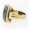Image 6 : Antique Mens 10K Yellow Gold Rectangular Carved Hematite Intaglio Solitaire Ring