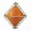 Image 3 : Vintage 14K White Gold Carved Shell Cameo Floral Filigree Lozenge Brooch Pendant
