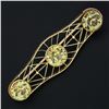 Image 2 : Antique 14k Gold 9.50 ctw GIA Greenish Yellow Sapphire Mosaic Open Work Pin Broo