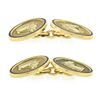 Image 4 : Men's English 18k Yellow Gold DETAILED Horse Head Green Enamel Border Cuff Links