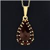 Image 3 : NEW 14k Gold 3.03 ctw Pear & Round Red Garnet Tear Drop Cluster Pendant w/ Chain