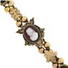 Image 7 : Antique 14K+ Gold 7" Agate Cameo Multi Shape Repousse Work Slide Charm Bracelet