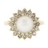 Image 4 : 14K Yellow Gold 7.6mm Pearl Solitaire Ring w/ .85 ctw Fancy Diamond 2 Row Halo