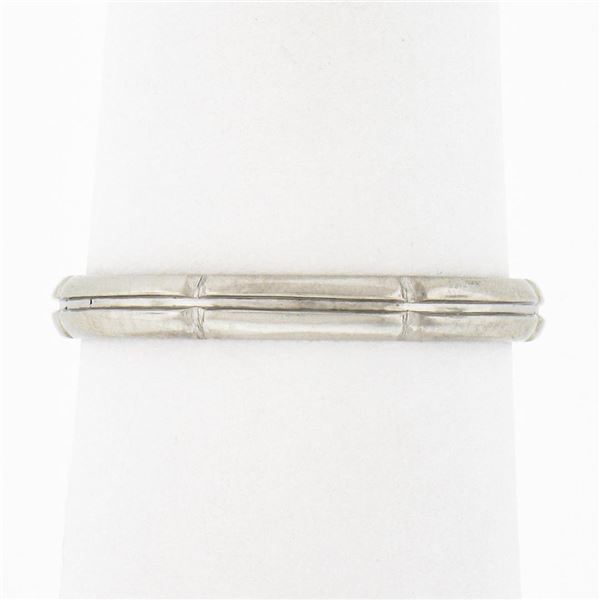 Vintage Palladium 2.45mm Pinched Grooved Eternity Stackable Wedding Band Ring