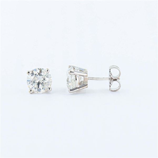 3.05 ctw H to I COLOR I1 to I2 CLARITY Diamond 18K White Gold Stud Earrings