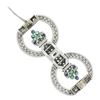 Image 4 : Antique Art Deco Platinum 2.25 ctw Diamond Emerald Sapphire Floral Pin Brooch