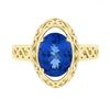 Image 4 : NEW 14k Gold 2.0 ctw Violet Blue Oval Tanzanite w/ Scroll Open Work Solitaire Ri