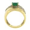 Image 8 : Estate 14k Gold 2 ctw Green Emerald & Diamond Wide Unique Polished Cigar Band Ri
