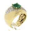 Image 9 : Estate 14k Gold 2 ctw Green Emerald & Diamond Wide Unique Polished Cigar Band Ri