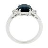 Image 9 : Platinum GIA Octagonal Greenish Blue NO HEAT Sapphire & Diamond 3 Stone Ring