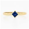 Image 4 : Simple Petite 14k Gold 0.32 ctw Square Step Cut Bezel Set Sapphire Solitaire Rin