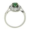 Image 2 : Antique Edwardian French Platinum Emerald & 0.66 ctw Old Cut Diamond Halo Ring
