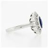 Image 6 : NEW Platinum 2.37 ctw GIA NO HEAT Oval Bezel Sapphire Diamond Milgrain Halo Ring