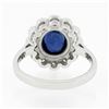 Image 8 : NEW Platinum 2.37 ctw GIA NO HEAT Oval Bezel Sapphire Diamond Milgrain Halo Ring