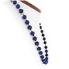 Image 2 : Vintage 25" Long Round Blue Lapis Bead Strand Necklace w/ 14k Gold Balls & Clasp