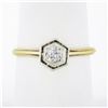 Image 1 : Antique 14k TT Gold 0.20 ctw European Diamond Hexagon Open Basket Engagement Rin