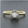 Image 2 : Antique 14k TT Gold 0.20 ctw European Diamond Hexagon Open Basket Engagement Rin