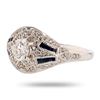 Image 2 : 0.51 ctw F COLOR CENTER Diamond and 0.57 ctw Blue Sapphire Platinum Ring (0.65 c
