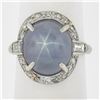 Image 2 : Antique Platinum GIA Ceylon NO HEAT Cabochon Blue Star Sapphire & Diamond Ring